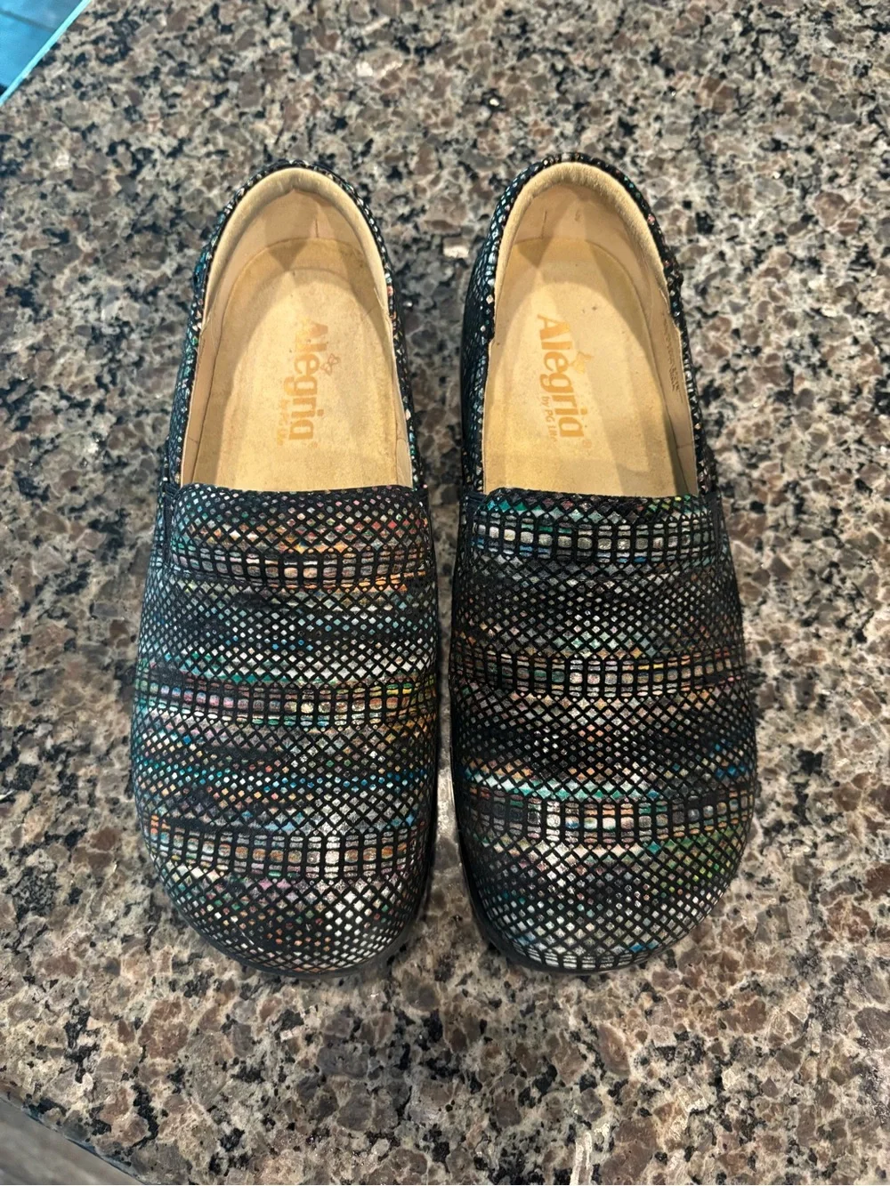 Alegria Black Multi-Pattern Slip-On Comfort Loafer